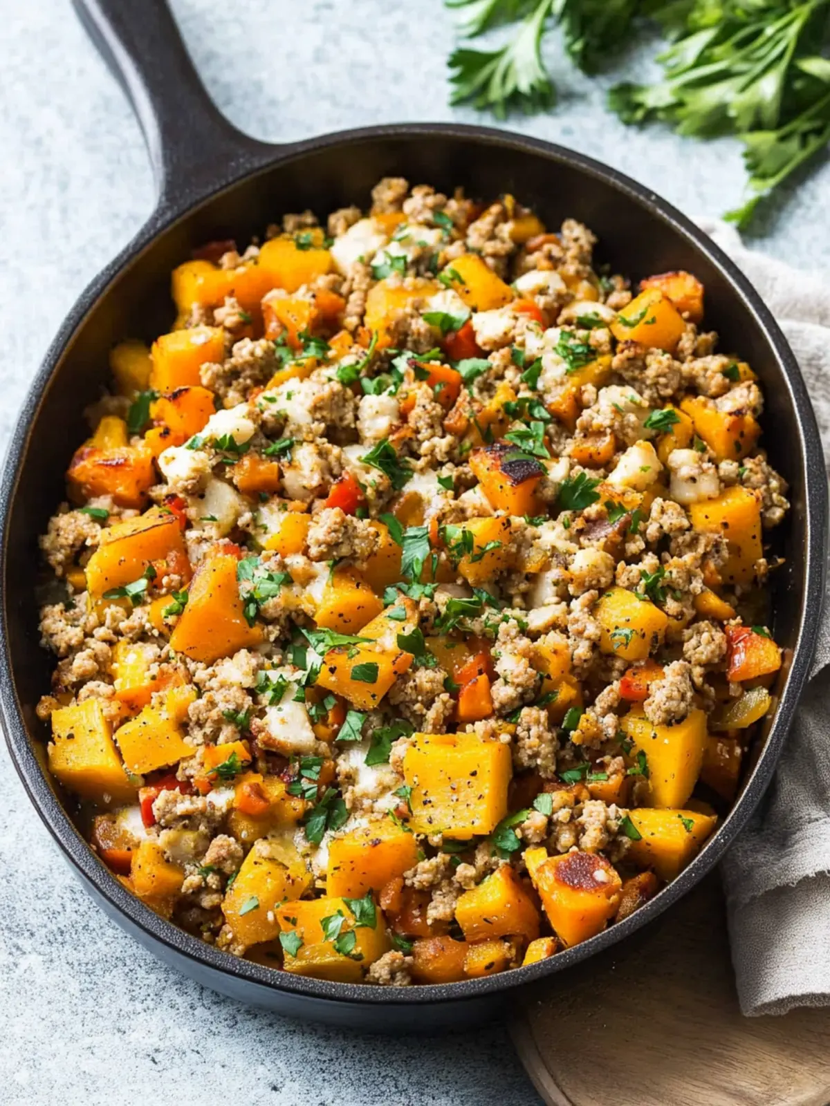 Healthy One-Pan Roasted Butternut Squash With Ground Turkey 2 Roasted Butternut Squash With Ground Turkey