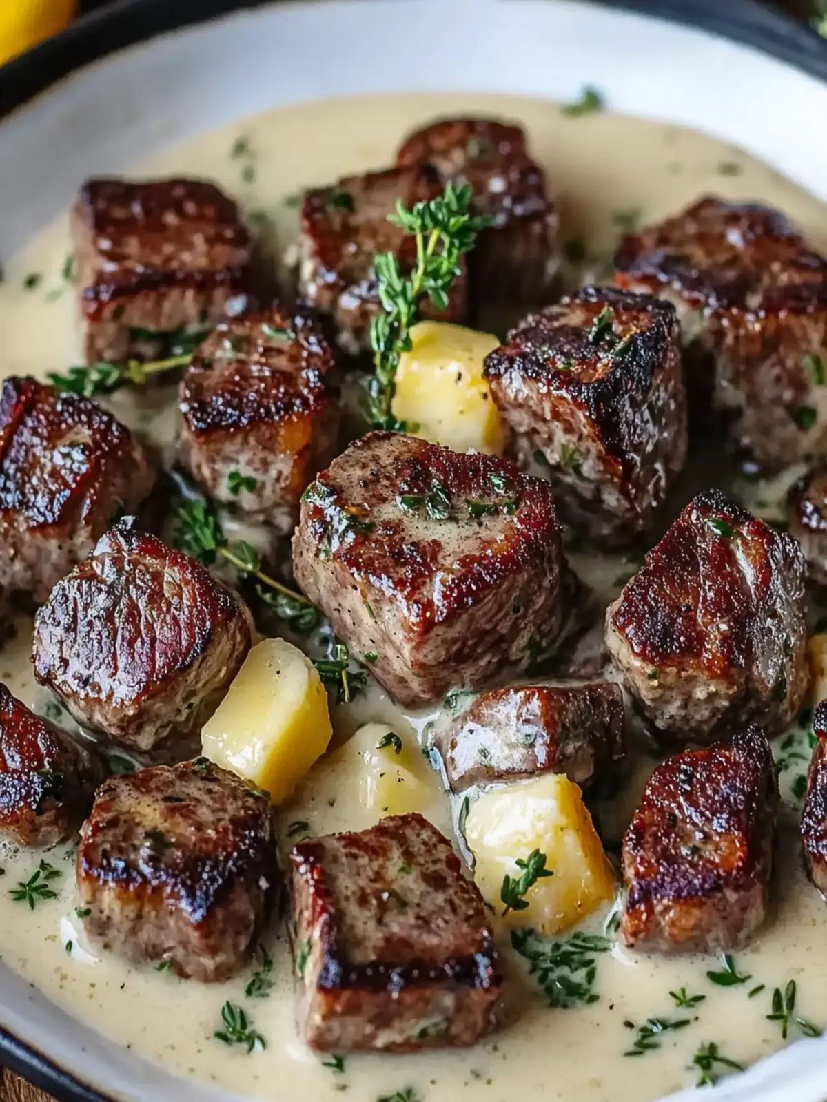 Savor Garlic Butter Steak Bites with Rich Parmesan Cream Sauce 4 Garlic Butter Steak Bites with a Rich Parmesan Cream Sauce