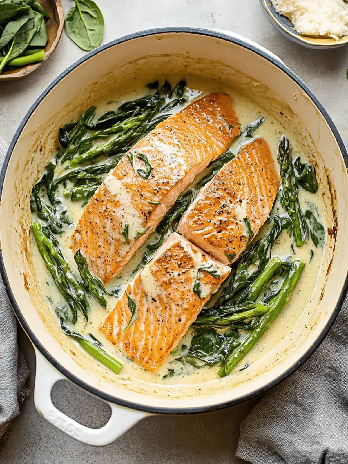 Indulge in Salmon Florentine with Spinach and Asparagus Delight 3 Salmon Florentine with Spinach and Asparagus