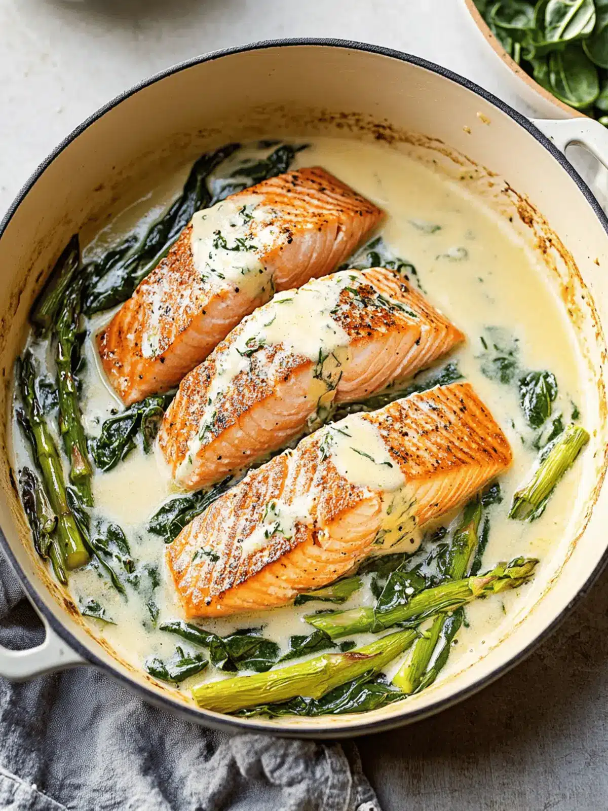 Indulge in Salmon Florentine with Spinach and Asparagus Delight 4 Salmon Florentine with Spinach and Asparagus