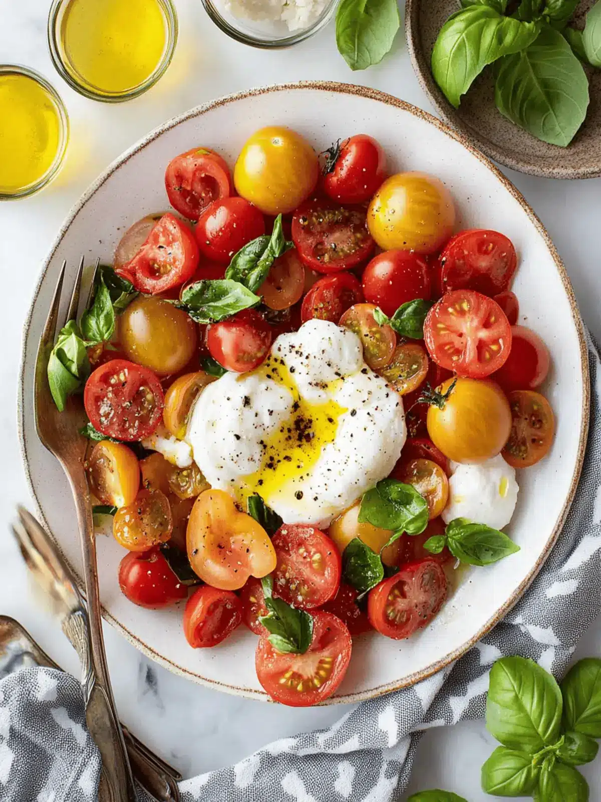 Burrata with Heirloom Tomatoes: A Creamy Summer Delight 2 Burrata with Heirloom Tomatoes