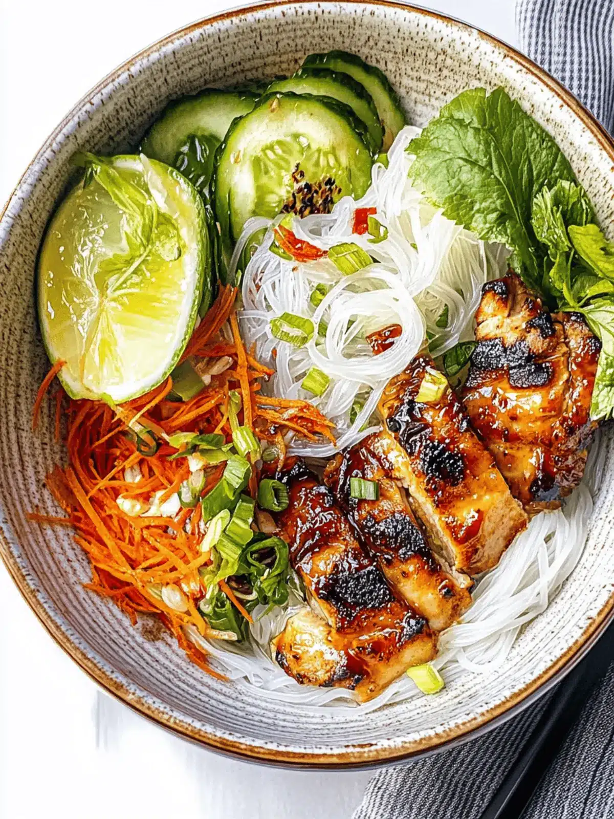 Savory Vermicelli Noodle Bowl with Grilled Chicken Thighs 2 Vermicelli Noodle Bowl