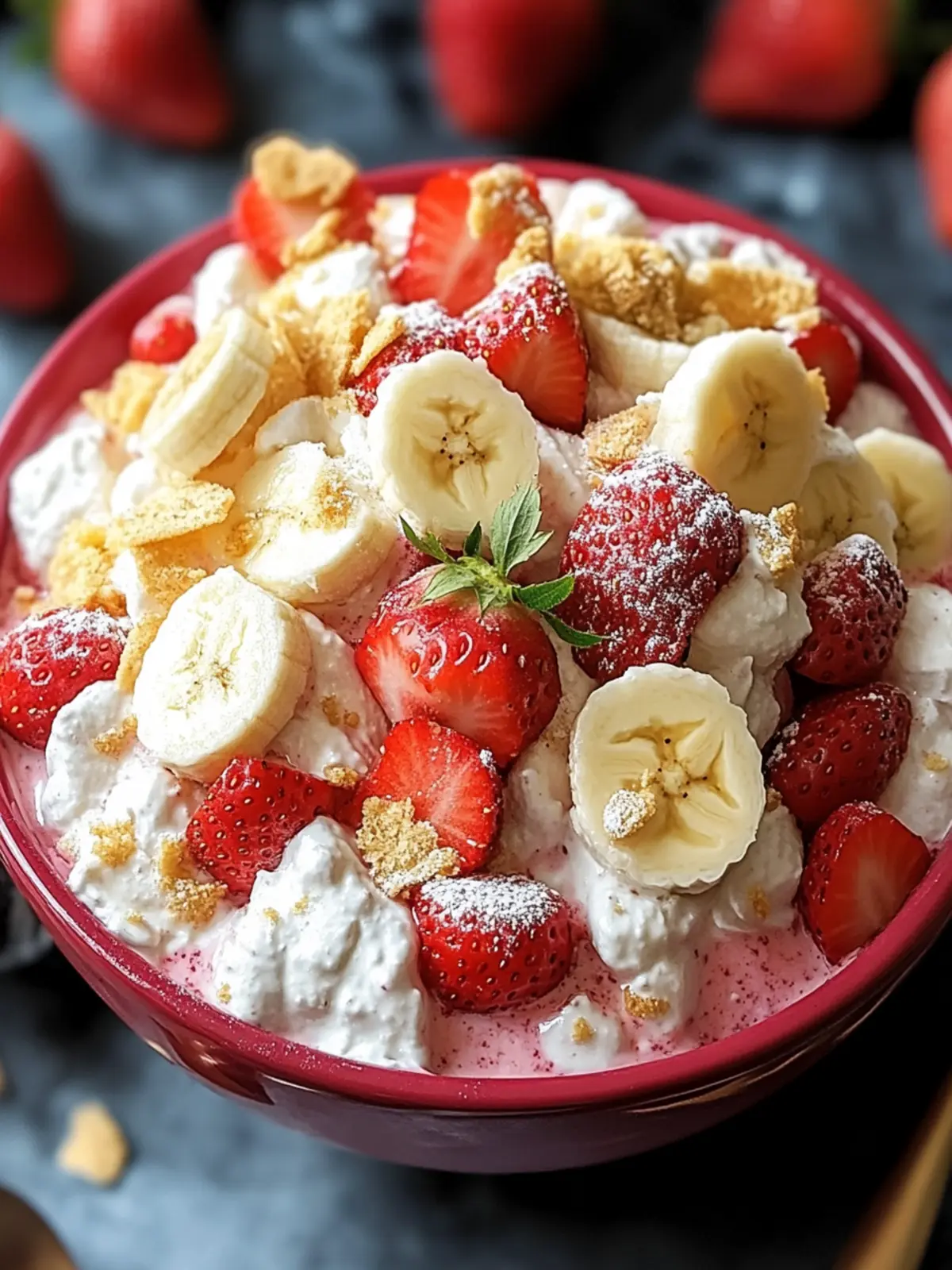 Deliciously Easy Strawberry Banana Cheesecake Salad Bliss 3 Strawberry Banana Cheesecake Salad
