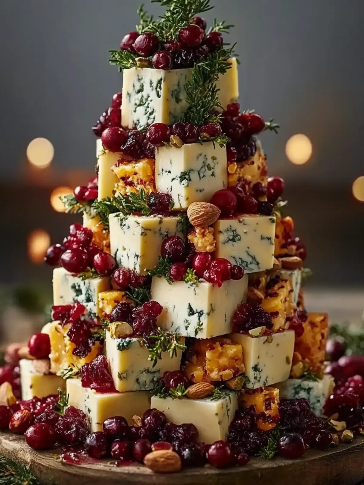 Holiday Cheese Tree with Cranberry & Pistachio Garland Recipe Delight 4 Holiday Cheese Tree with Cranberry & Pistachio Garland Recipe