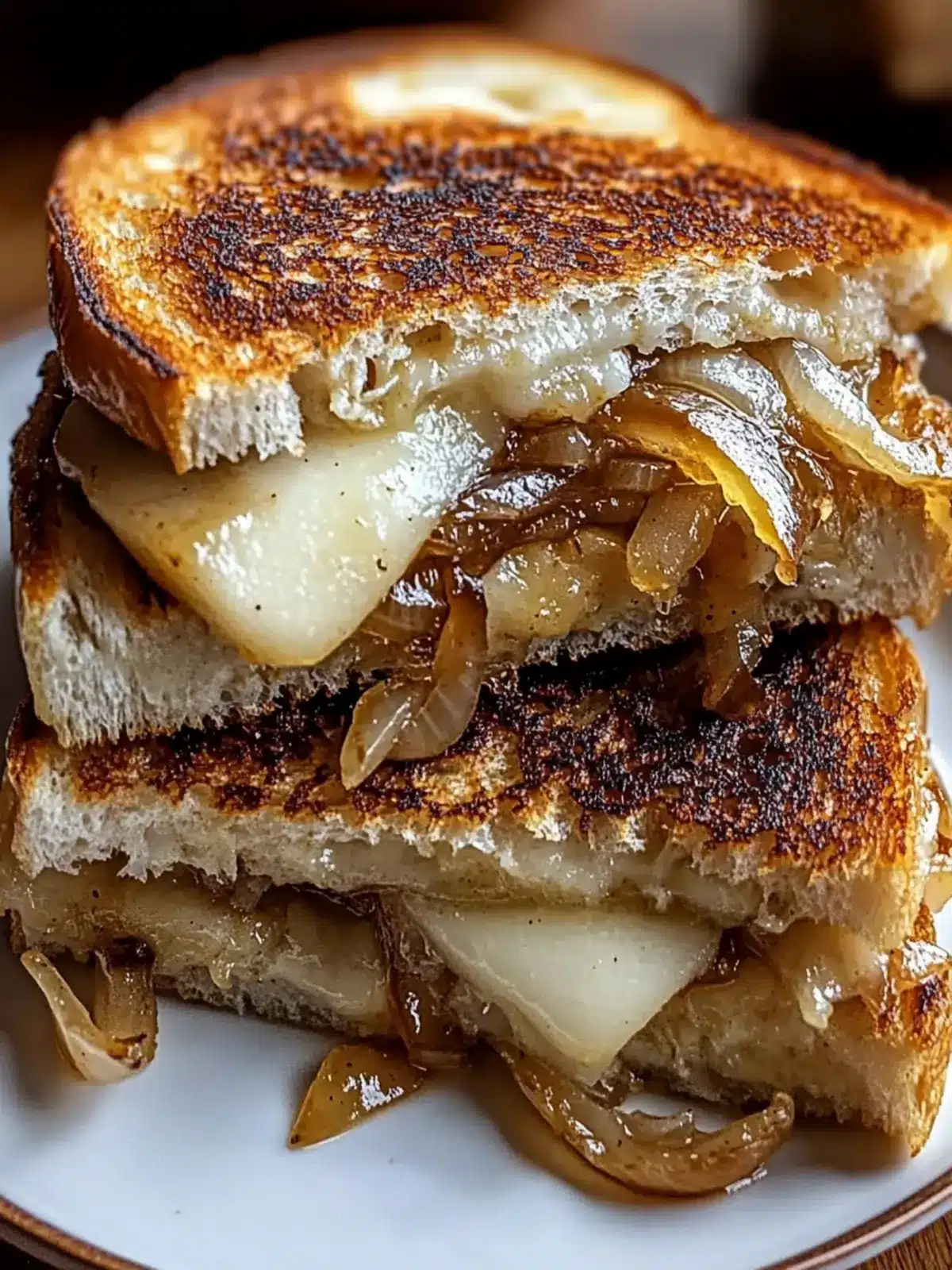 Gourmet Pear & Apple Grilled Cheese with Sweet Caramelized Onions 2 Pear & Apple Grilled Cheese with Caramelized Onions