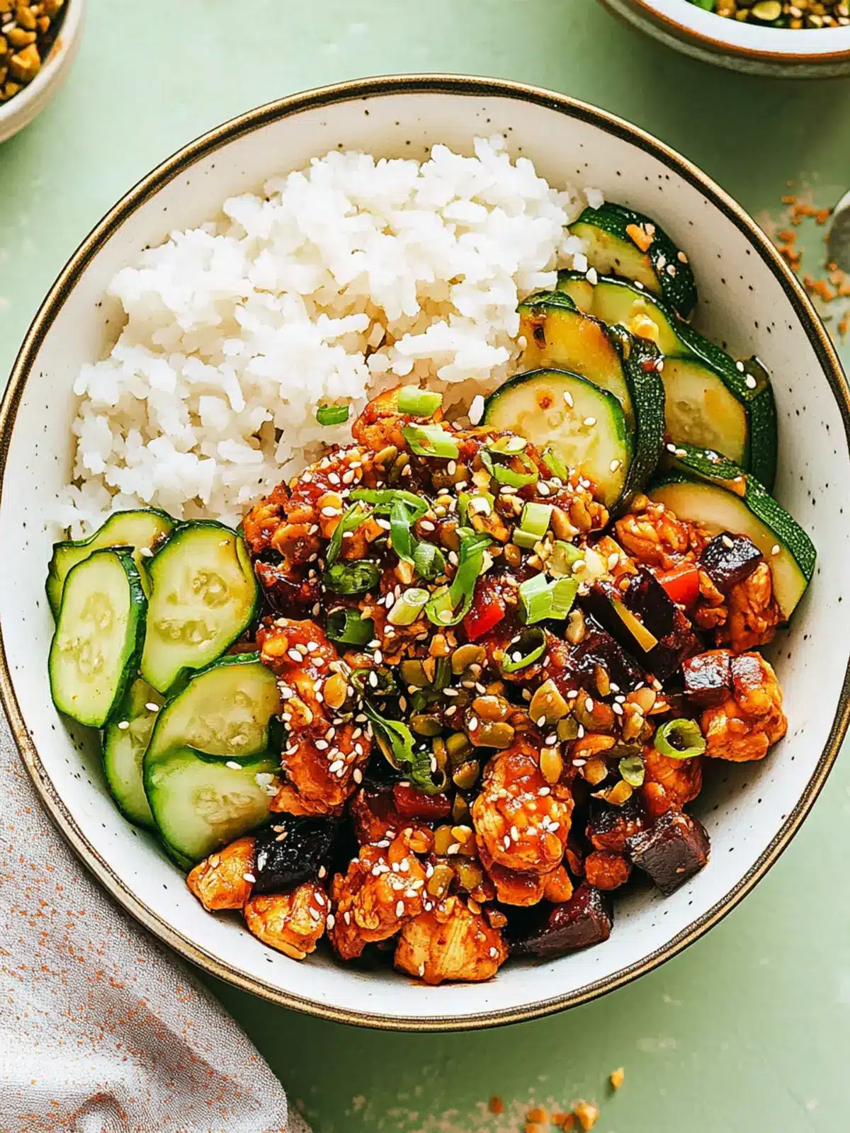 Flavor-Packed Garlic Sesame Chicken Zucchini Bowls in 30 Minutes 2 Garlic Sesame Chicken Zucchini Bowls