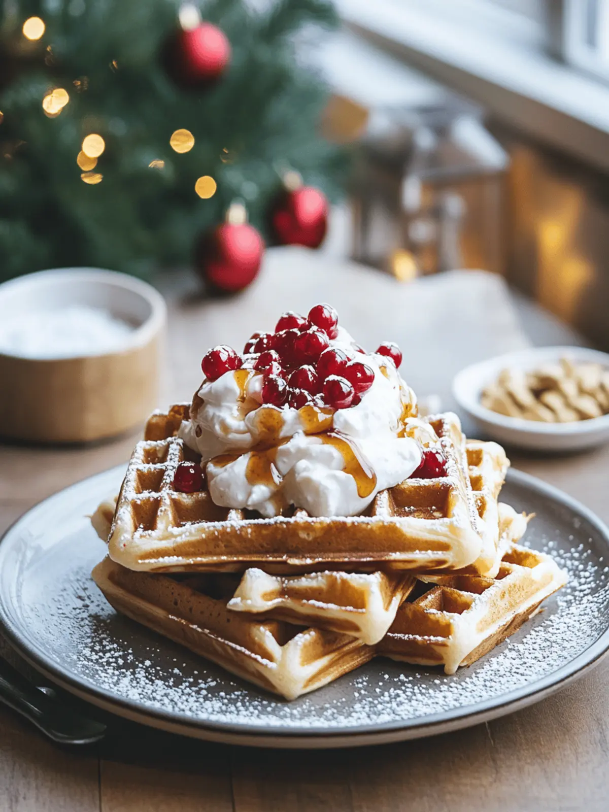 Delicious Greek Yogurt Waffles with Holiday Toppings Magic 2 Greek Yogurt Waffles with Holiday Toppings