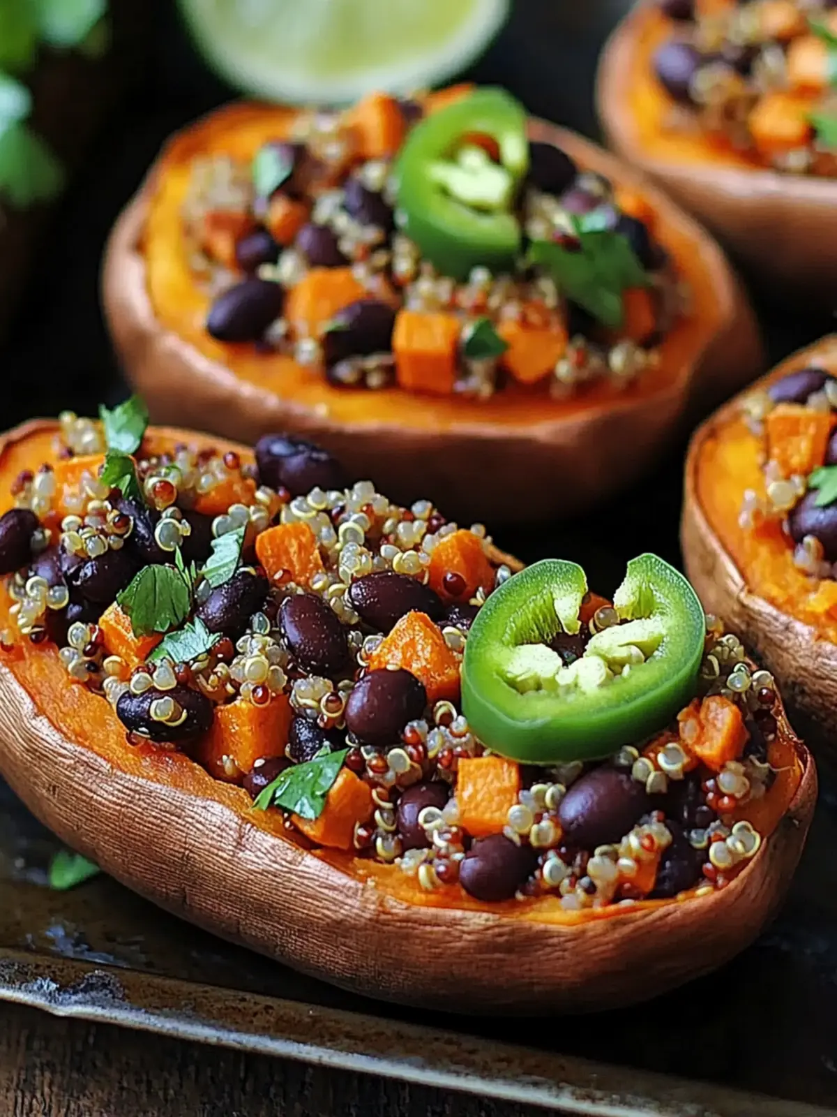 Sweet Potatoes Stuffed with Quinoa & Black Beans Bliss 2 Sweet Potatoes Stuffed with Quinoa & Black Beans