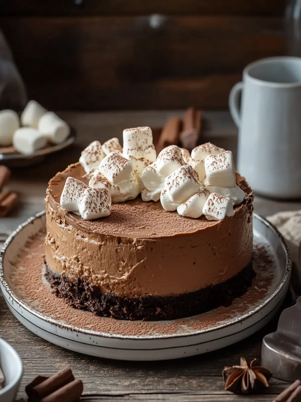 Decadent Hot Cocoa Cheesecake with Marshmallow Whipped Cream Magic 2 Decadent Hot Cocoa Cheesecake with Marshmallow Whipped Cream