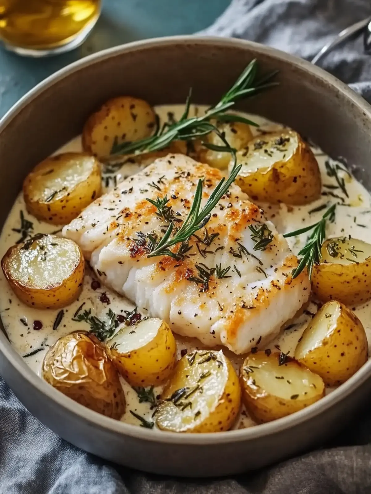 Creamy Cod and Potatoes with Rosemary Sauce for Cozy Nights 2 Cod and Potatoes with Rosemary Cream Sauce