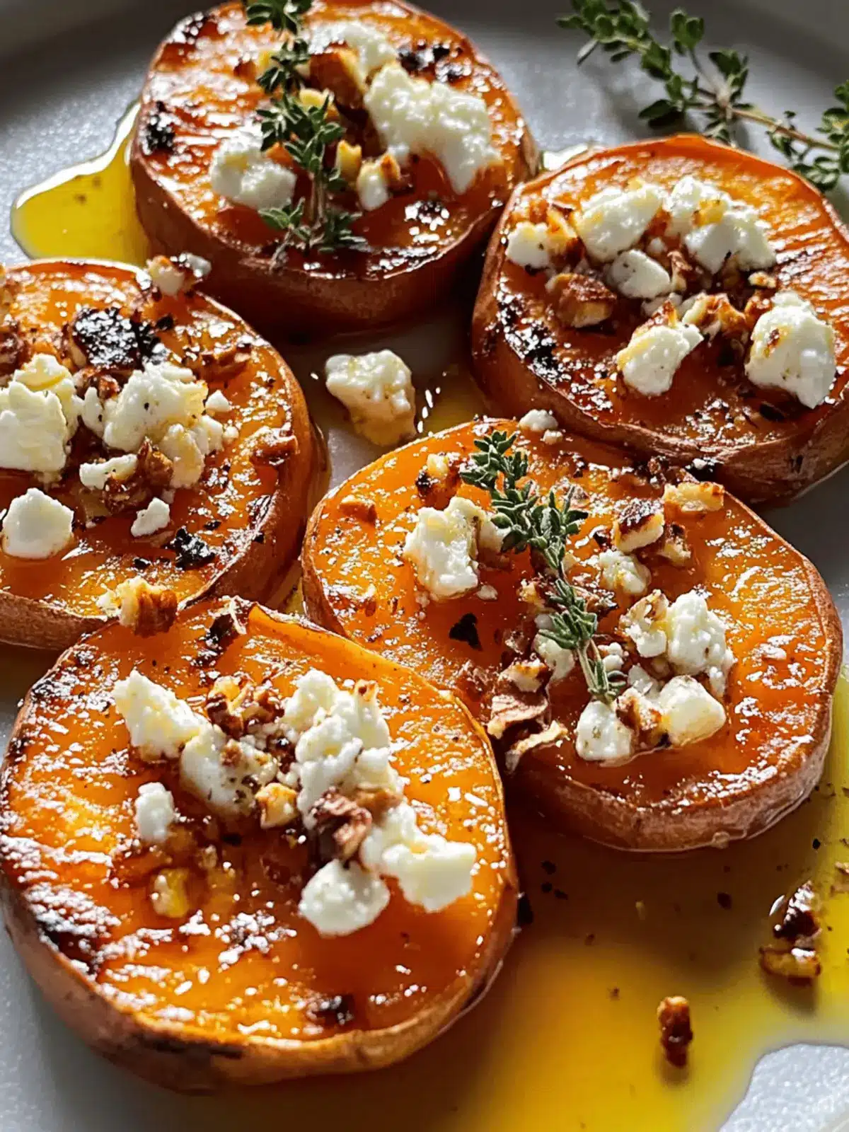 Savory Roasted Sweet Potato Rounds with Honey & Feta Delight 4 Roasted Sweet Potato Rounds with Honey & Feta