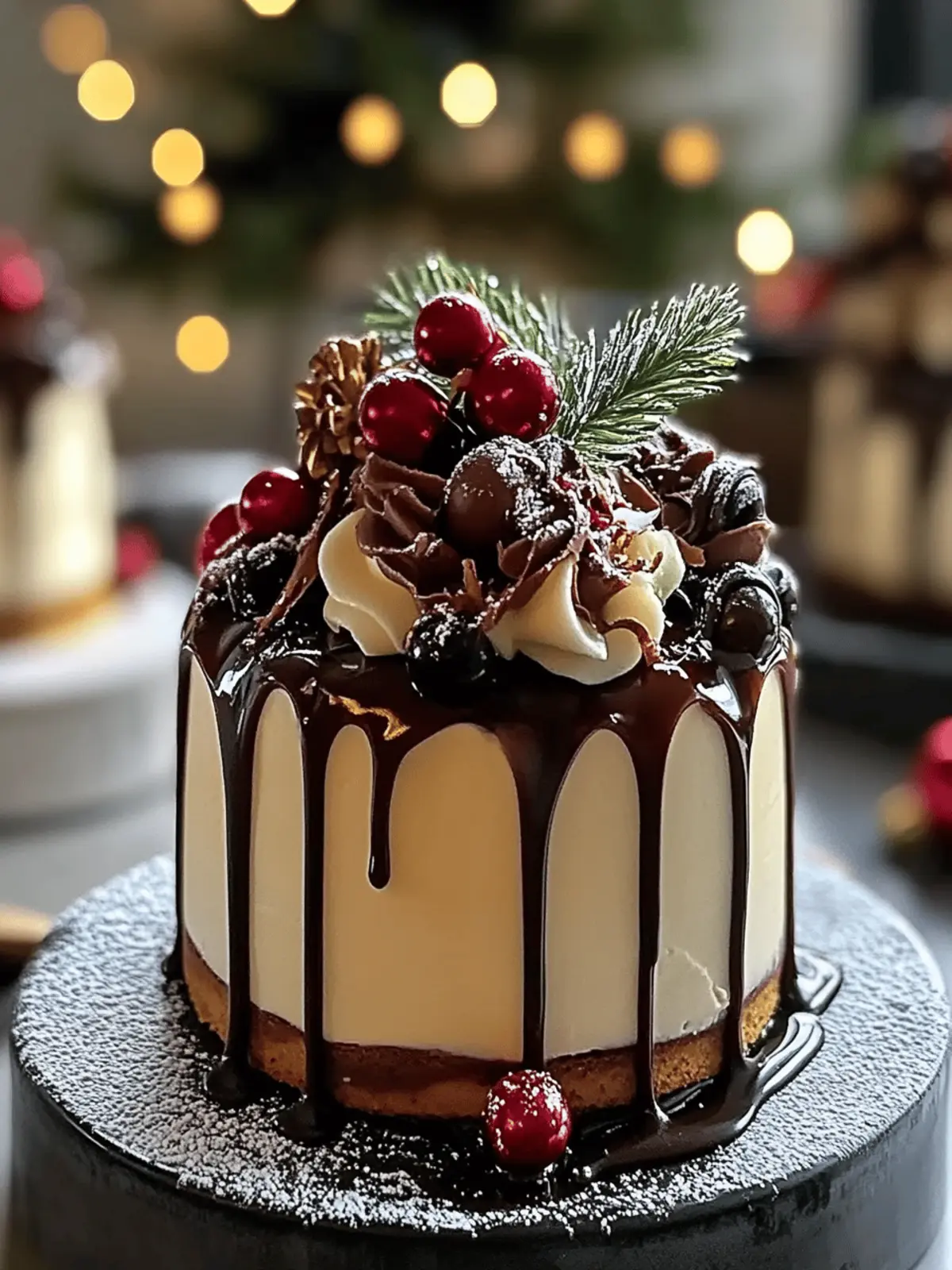 Irresistible Mini Christmas Drip Cakes with Chocolate Ganache Magic 2 Irresistible Mini Christmas Drip Cakes with Chocolate Ganache