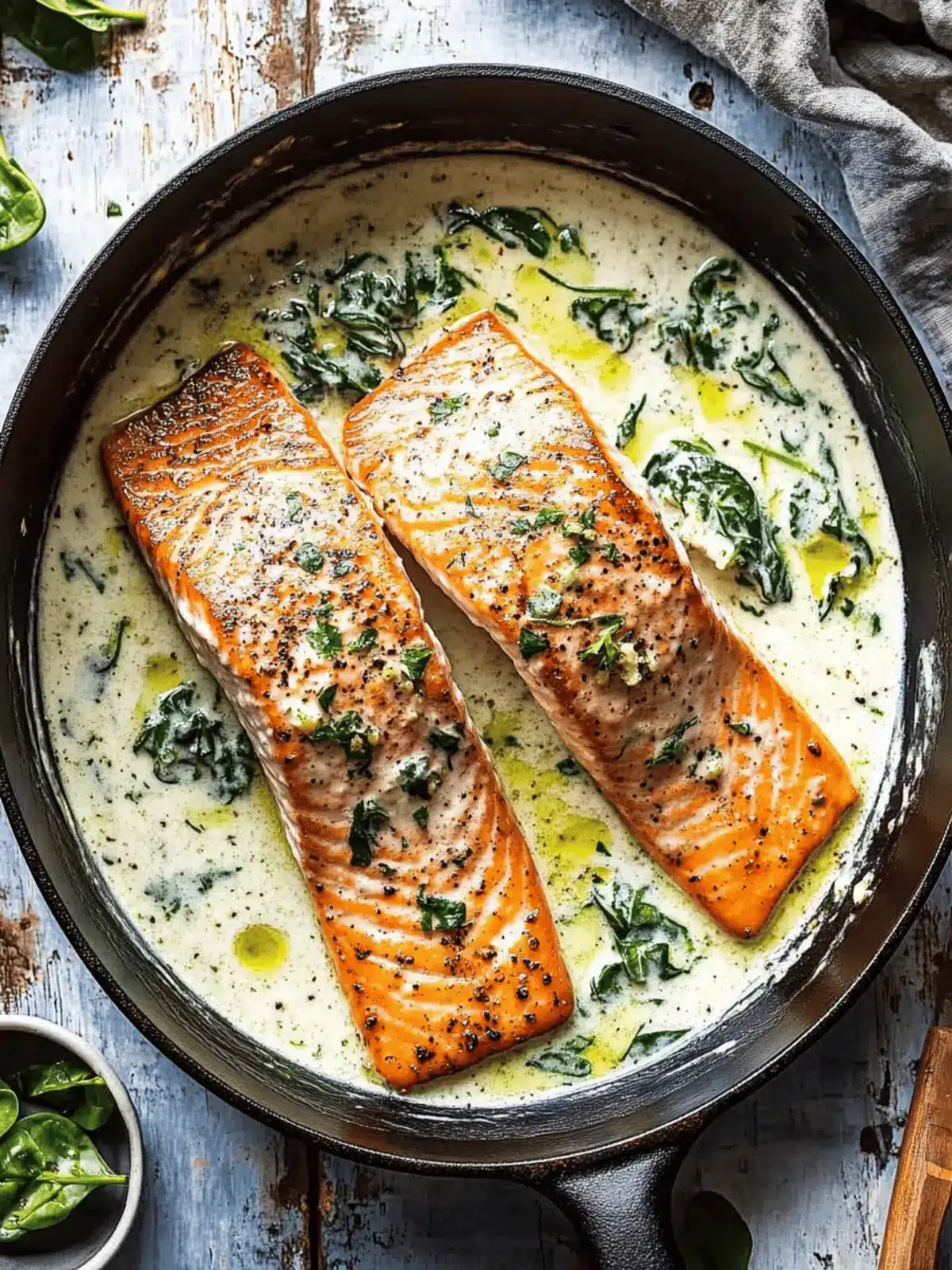 Garlic Butter Creamed Spinach Salmon: Easy Weeknight Delight 2 Garlic Butter Creamed Spinach Salmon.