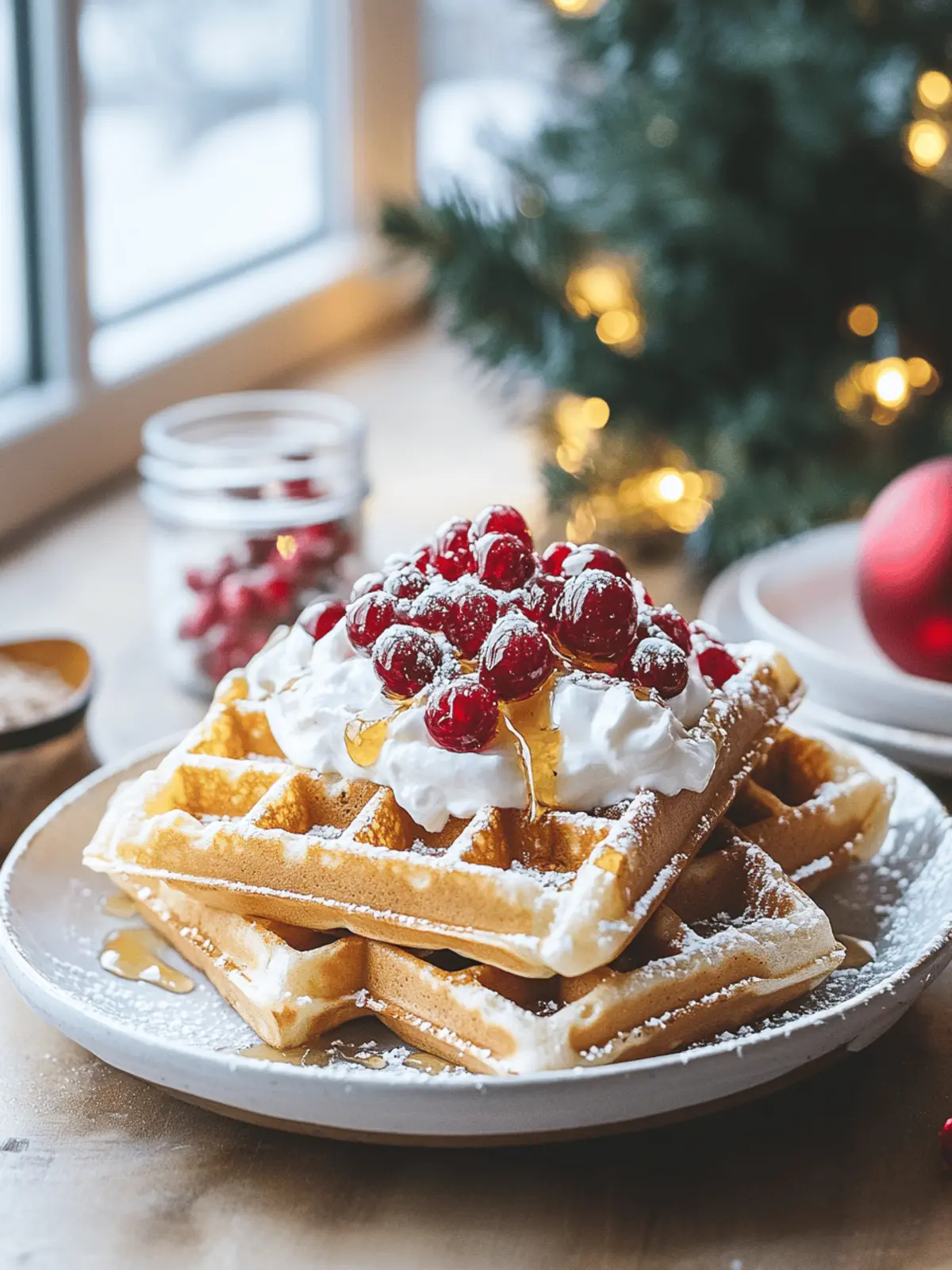 Delicious Greek Yogurt Waffles with Holiday Toppings Magic 4 Greek Yogurt Waffles with Holiday Toppings