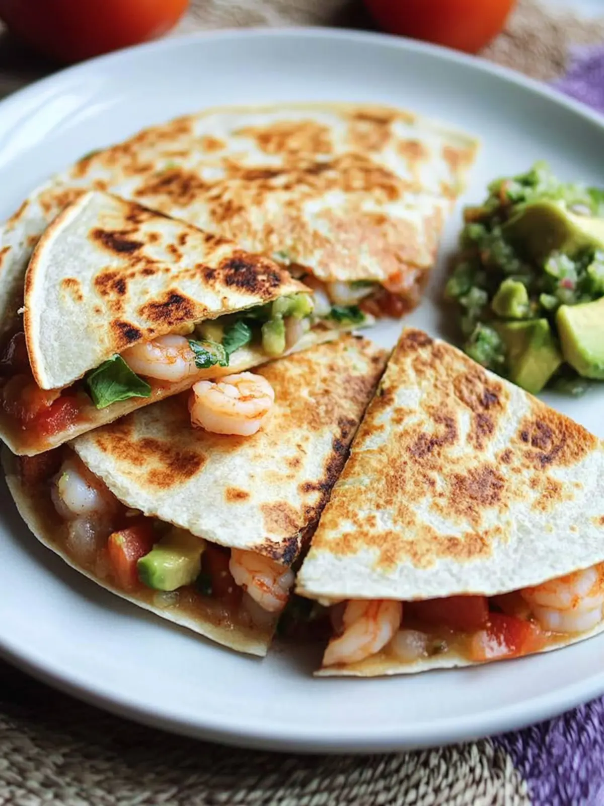 Savory Shrimp Quesadillas with Tomato Avocado Salsa Delight 4 Shrimp Quesadillas with Tomato Avocado Salsa