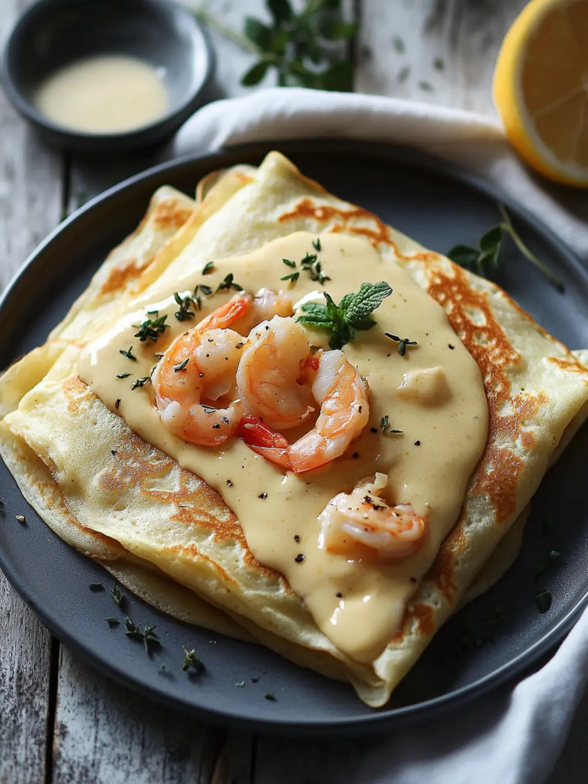 Gourmet Seafood Crepes with Homemade B chamel Sauce Delight 4 Gourmet Seafood Crepes with Homemade B chamel Sauce
