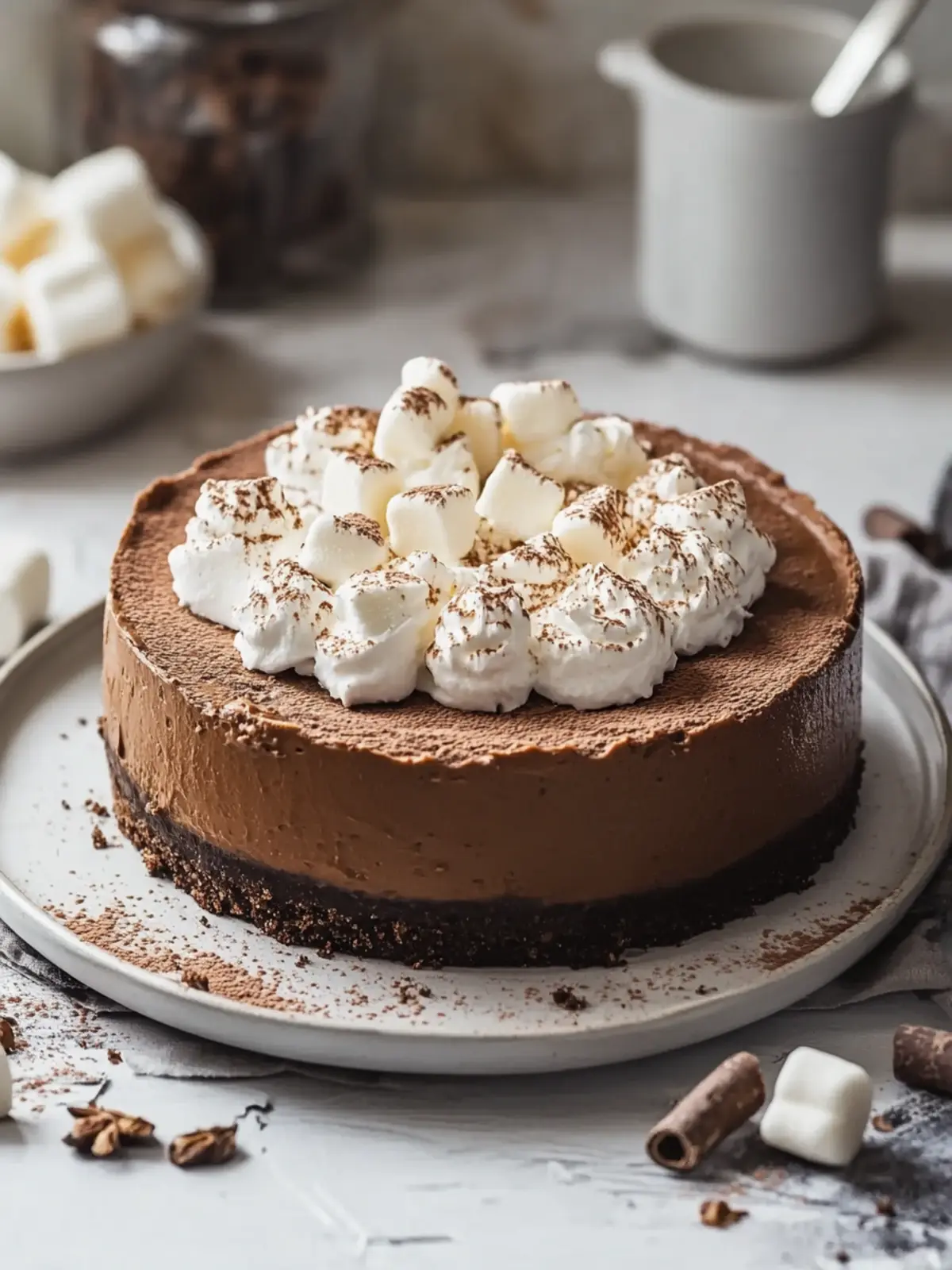 Decadent Hot Cocoa Cheesecake with Marshmallow Whipped Cream Magic 4 Decadent Hot Cocoa Cheesecake with Marshmallow Whipped Cream