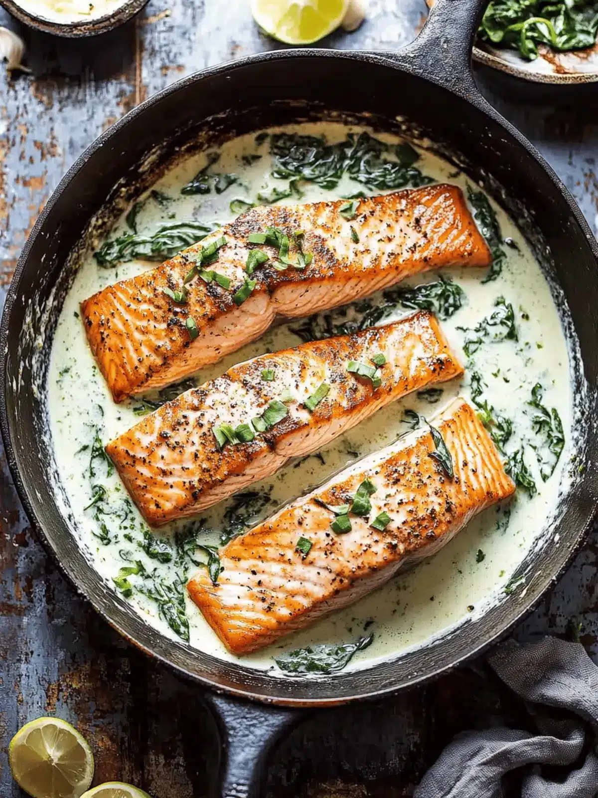 Garlic Butter Creamed Spinach Salmon: Easy Weeknight Delight 3 Garlic Butter Creamed Spinach Salmon.