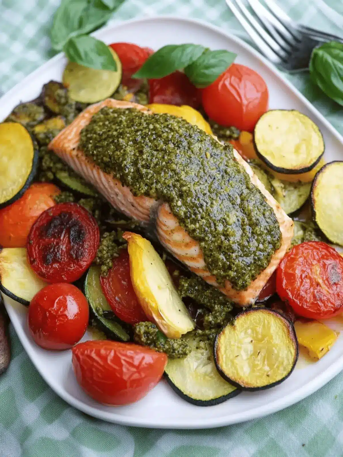 One Pan Baked Pesto Salmon with Veggies in Just 5 Minutes 3 One Pan Baked Pesto Salmon with Veggies