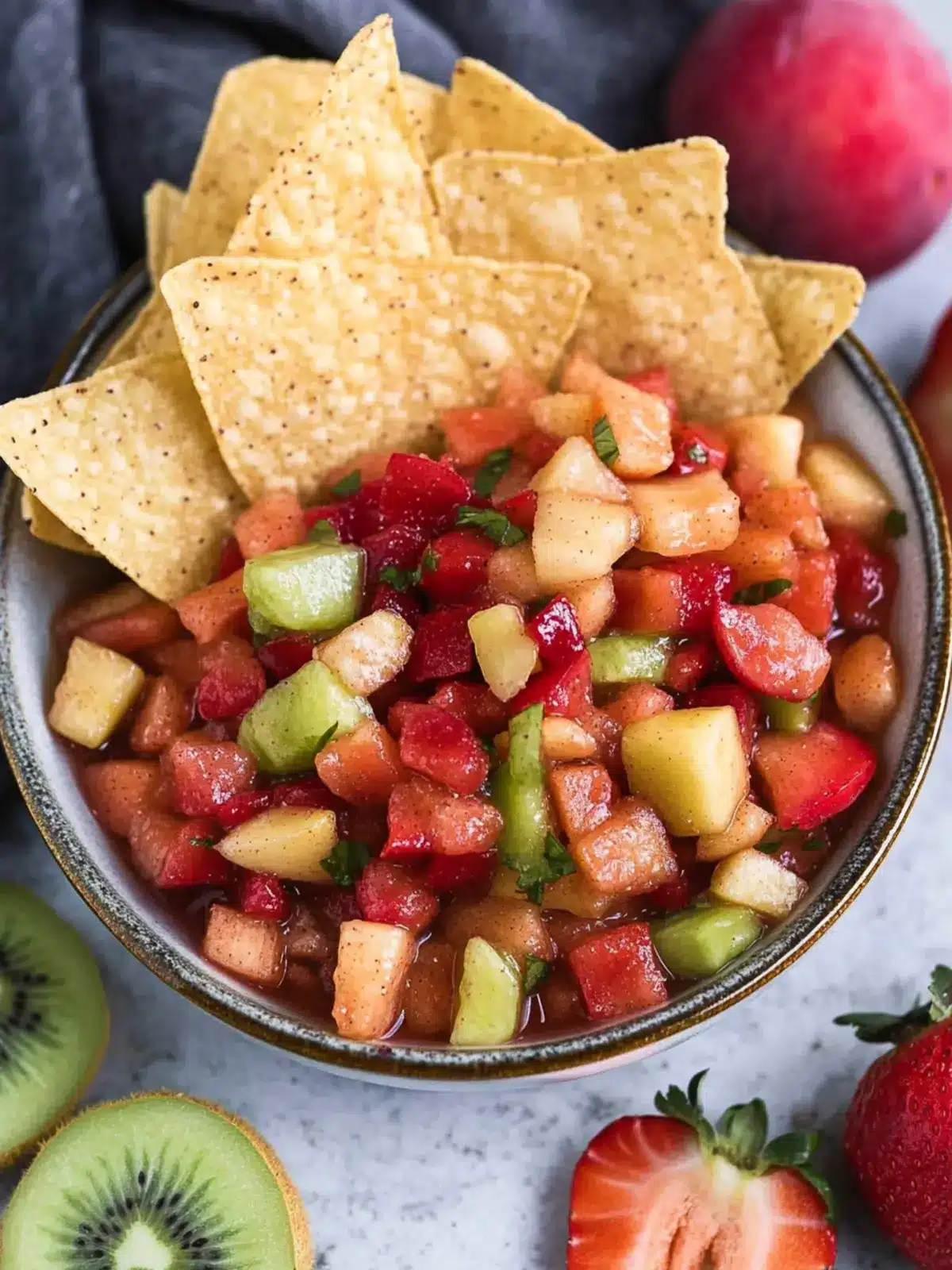 Delicious Fruit Salsa with Cinnamon Sugar Tortilla Chips 2 Fruit Salsa with Cinnamon Sugar Tortilla Chips