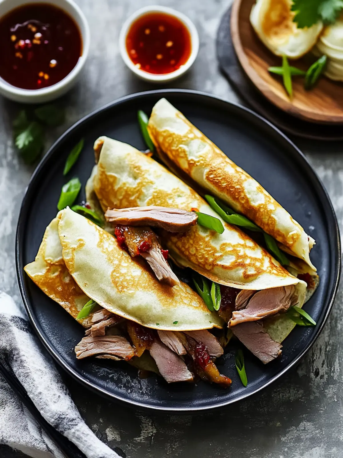 Savory Peking Duck Crepe Wraps for Effortless Entertaining 3 Peking Duck Crepe Wraps