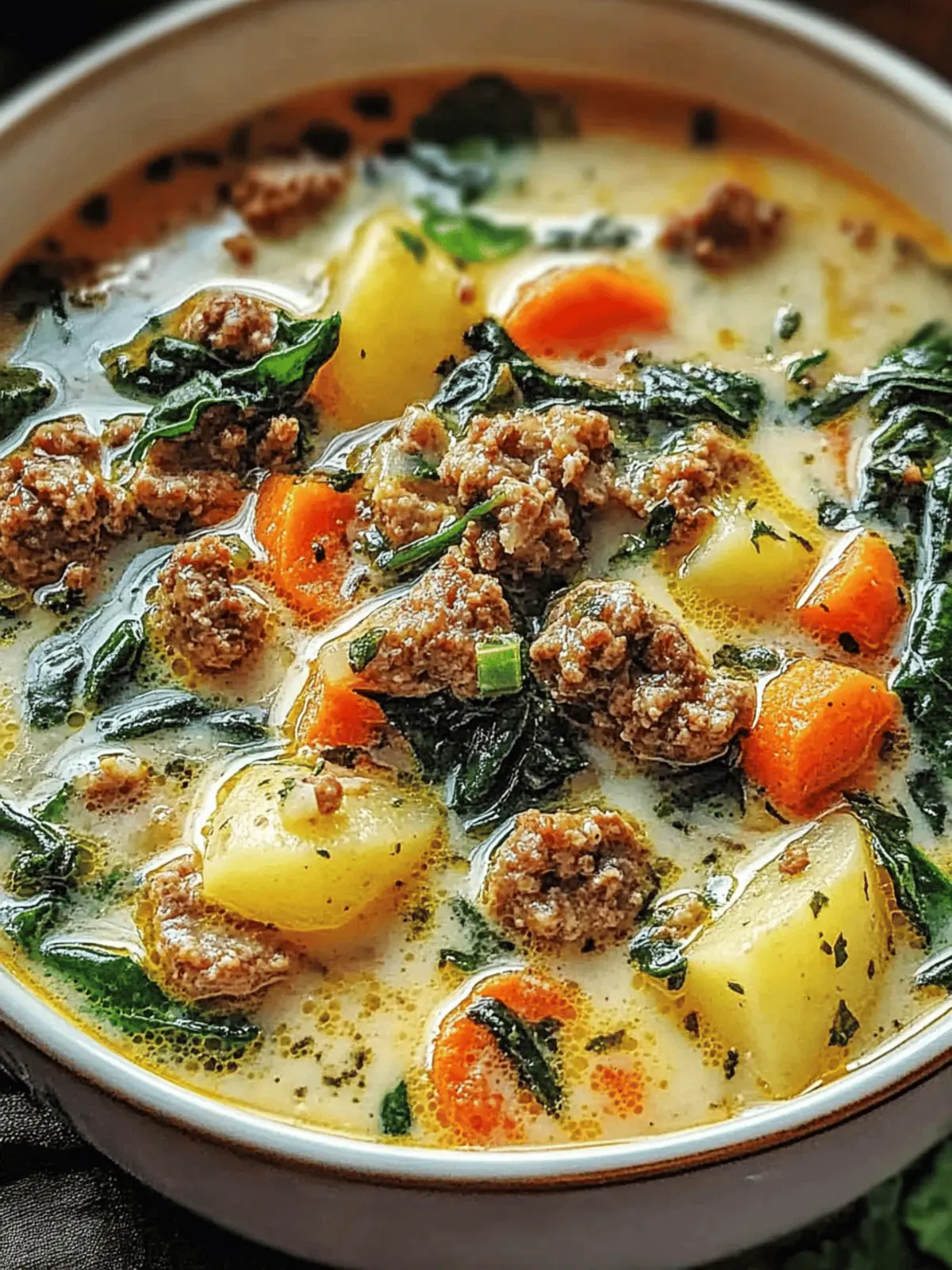 Comforting Italian Sausage Potato Soup with Carrots & Spinach 2 Italian Sausage Potato Soup with Carrots & Spinach