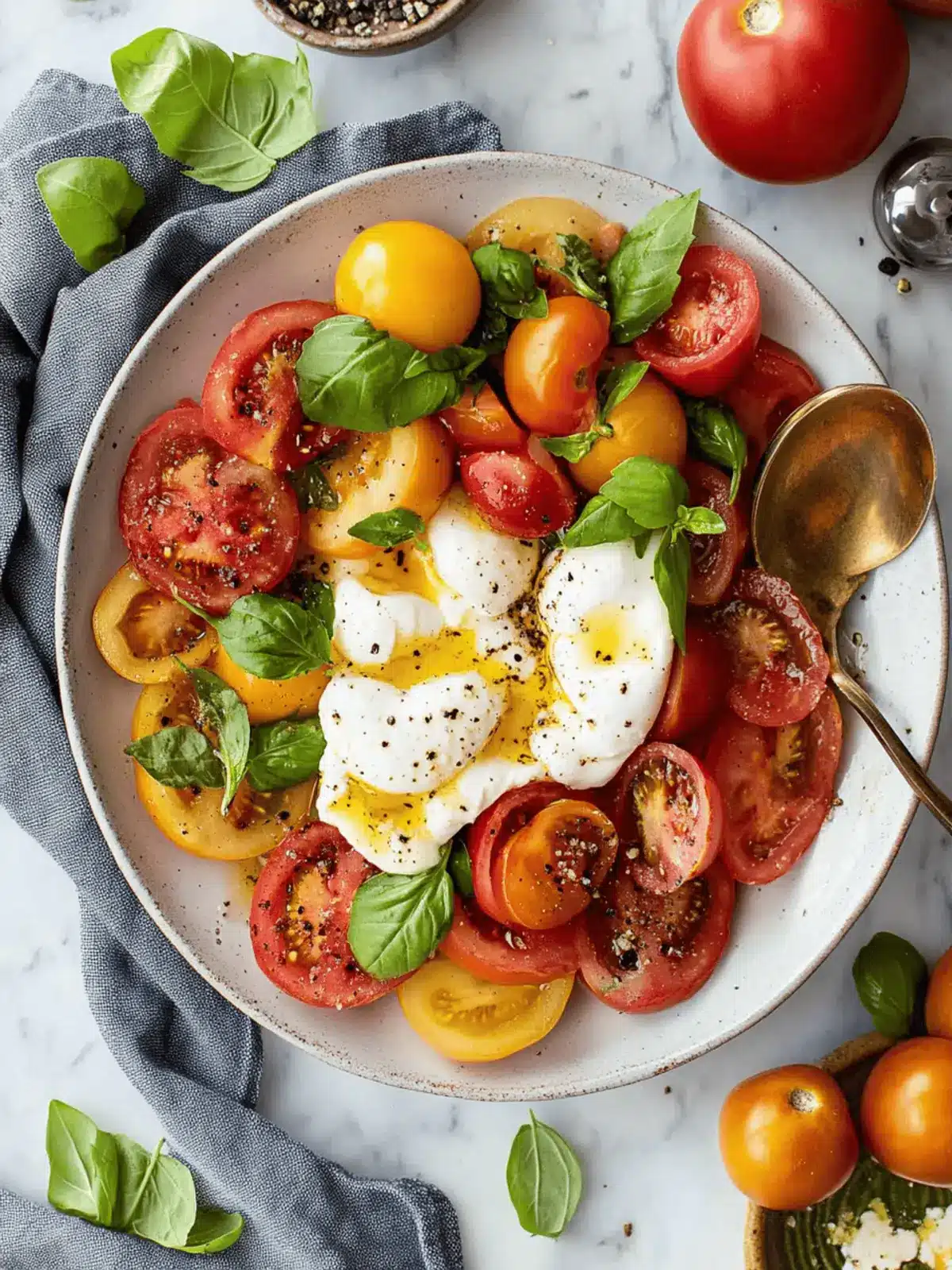 Burrata with Heirloom Tomatoes: A Creamy Summer Delight 4 Burrata with Heirloom Tomatoes