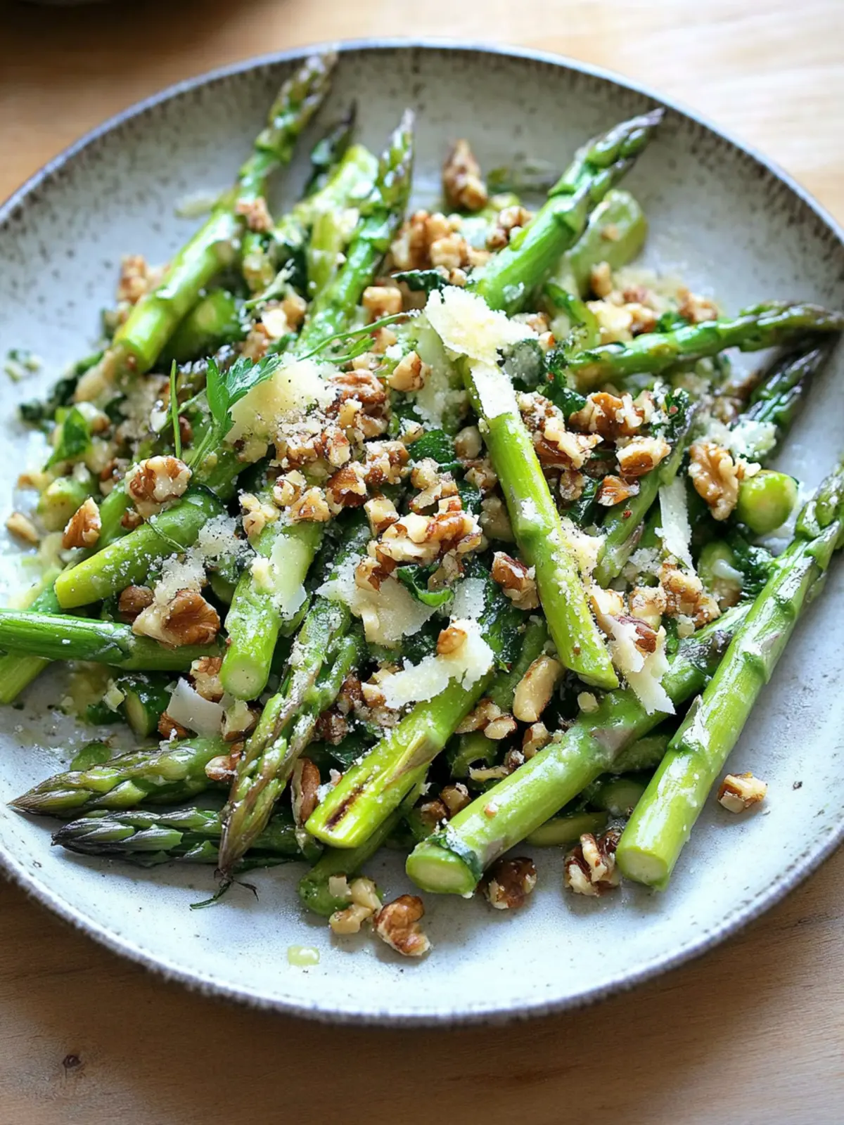 Raw Asparagus Salad with Walnuts & Parmesan for Fresh Crunch 2 Raw Asparagus Salad with Walnuts & Parmesan