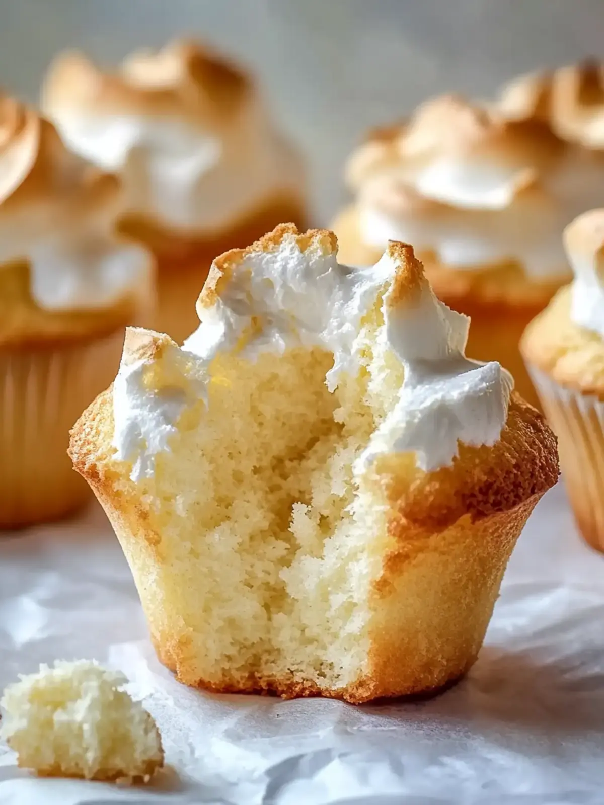 Golden Angel Food Cupcakes with Irresistible Strawberry Sauce 2 Golden Angel Food Cupcakes